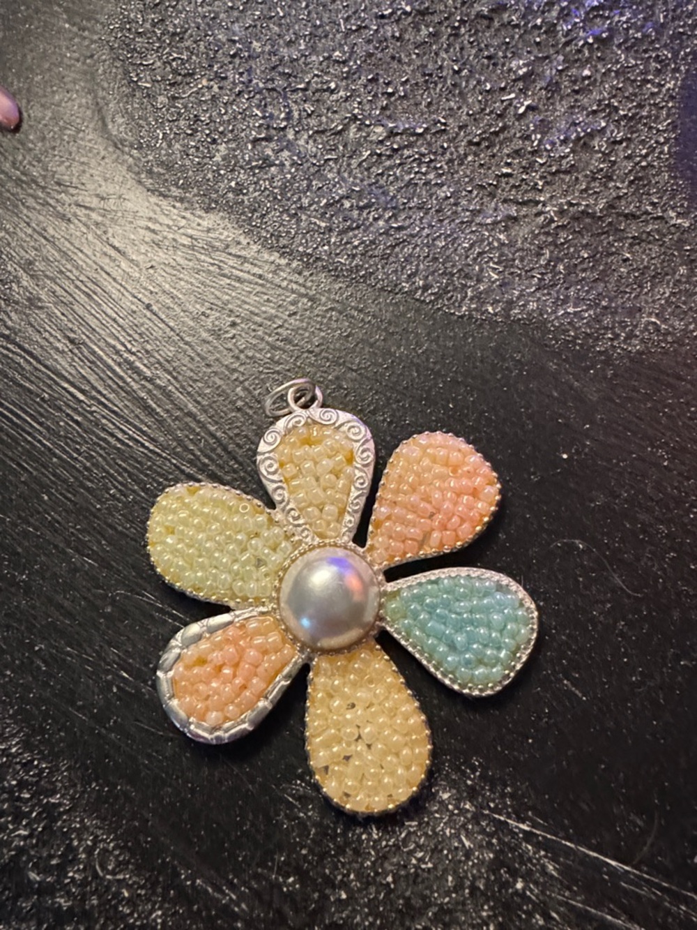 Sterling Floral Pendant Necklace in Pastel Multi-Color